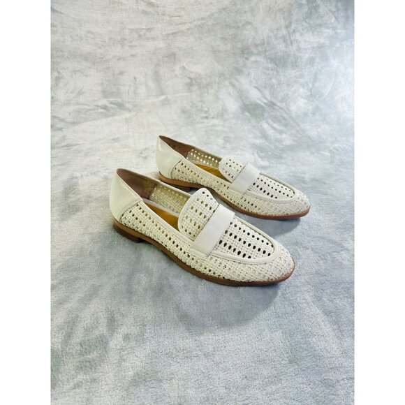 Franco Sarto shoes Women's 8M Halton 2 off white weave flats loafers - Picture 1 of 9